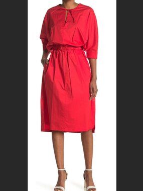 Stretch cotton poplin dress